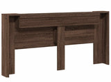 Storage Headboard with LED Brown Oak Engineered Wood 3418681