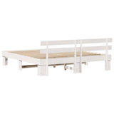 Bed Frame with Headboard White 200 x 200 cm Solid Pine Wood 872429