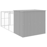 Dog House with Run Light Grey 214x457x181 cm Galvanised Steel 3189126