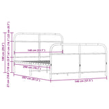 Metal Bed Frame without Mattress Smoked Oak 140x200 cm 3318636