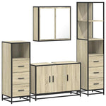 ZNTS 4 Piece Bathroom Furniture Set Sonoma Oak Engineered Wood 3301251