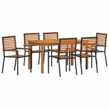 Garden Dining Set 7 pcs Black Solid Acacia Wood 3365538