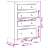 Chest of Drawers Corona 80x43x114 cm Solid Wood Pine 4005672