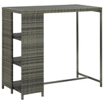 ZNTS Bar Table with Storage Rack Grey 120x60x110 cm Poly Rattan 313477