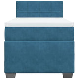 Box Spring Bed with Mattress Dark Blue 90x200 cm Velvet 3286226
