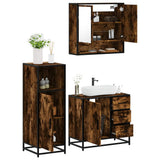 3 Piece Bathroom Furniture Set Smoked Oak Engineered Wood 3300987