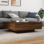 ZNTS Coffee Table with LED Lights Brown Oak 100x100x31 cm 836608