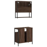 2 Piece Bathroom Furniture Set Brown Oak Engineered Wood 3214659