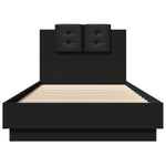 ZNTS Bed Frame with LED without Mattress Black 100x200 cm 3210025