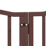 Dog Gate with Door Foldable 6 Panels Brown Oak 300 cm Poplar Wood 352231