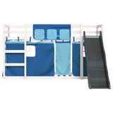 Bunk Bed without Mattress with Slide and Curtains Blue 90x190 cm Single 3284129