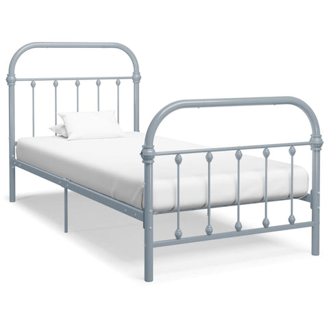 284504 Bed Frame without Mattress Grey Metal 90x200 cm