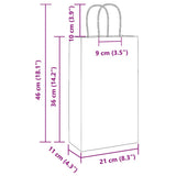 Paper Bags 250 pcs with Handles White 21x11x36 cm 4101617