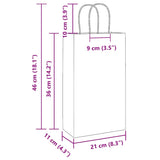 ZNTS Paper Bags 250 pcs with Handles White 21x11x36 cm 4101617