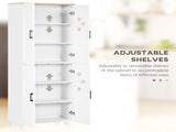 Freestanding Kitchen Cupboard, 4-Door Storage Cabinet Organizer with Adjustable Shelves White T3398P423530