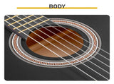 39 Inch Round Barrel Basswood Classical Folk Guitar including gig bag, spare strings, 70286762