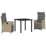 Garden Dining Set with Cushion 3 pcs Beige Poly Rattan 3380561