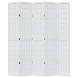 Room Divider 5 Panels White Solid Wood Paulownia 358792
