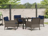 Garden Dining Set with Cushion 5 pcs Grey Poly Rattan 3380191