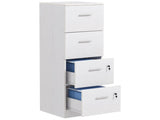 Four-Drawer Lockable Filing Cabinet - White Wood Effect T3398P425001