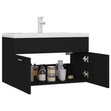 Sink Cabinet with Built-in Basin Black Engineered Wood 3071280