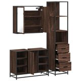 3 Piece Bathroom Furniture Set Brown Oak Engineered Wood 3301154
