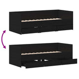 Daybed with Headboard Black Oak 90 x 200 cm Engineered Wood 3333995