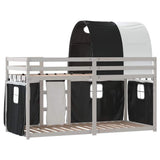 Bunk Bed without Mattress White&Black 90x190 cm Single Solid Wood Pine 3283997