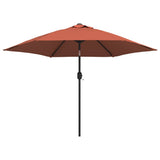 Garden Parasol with LED Lights and Steel Pole 300 cm Terracotta 313757