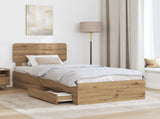 Bed Frame with Drawer Artisan Oak 90 x 200 cm Engineered Wood 3412426