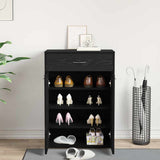 Shoe Rack with Drawer Black Oak 60 x 35 x 84 cm Engineered Wood 862463