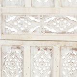 Hand carved 3-Panel Room Divider White 120x165 cm Solid Mango Wood 285318