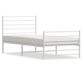 Metal Bed Frame without Mattress with Footboard White 75x190cm 352376