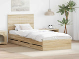 Bed Frame with Drawer Sonoma Oak 75 x 190 cm Engineer Wood 3411168
