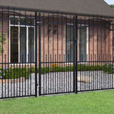 Fence Gate KAMPEN with Spear Top Black 103x175 cm Steel 151093