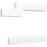 7 Piece TV Cabinet Set White Engineered Wood 3078729