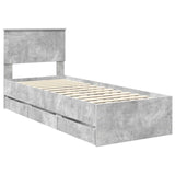 Bed Frame with Drawer Concrete Grey 75 x 190 cm Engineer Wood 3410759