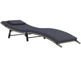 Rattan Folding Sun Lounger Outdoor Chair with Cushion and Pillow Grey T3398P325174