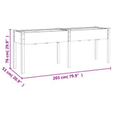 Planter with Liner Brown 203x53x76 cm Solid Wood Fir 364240