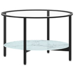 Tea Table Black and White Marble 70 cm Tempered Glass 331620