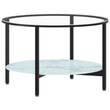Tea Table Black and White Marble 70 cm Tempered Glass 331620