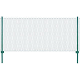 ZNTS Wire Mesh Fence with Posts Steel 25x0.5 m Green 144608