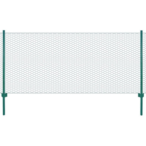 ZNTS Wire Mesh Fence with Posts Steel 25x1 m Green 144615