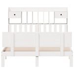 ZNTS Bookcase Bed without Mattress White 150x200 cm King Size Solid Wood Pine 3322695