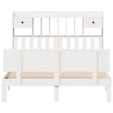ZNTS Bookcase Bed without Mattress White 150x200 cm King Size Solid Wood Pine 3322695