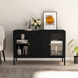 Sideboard Black Steel, tempered glass Medium Sideboard 336076