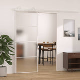 Sliding Door Frosted ESG Glass and Aluminium 76x205 cm White 151657