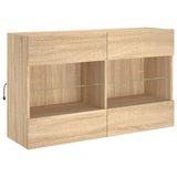 TV Wall Cabinet with LED Lights Sonoma Oak 98,5x30x60,5 cm 837108