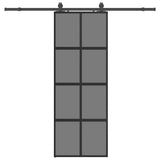 Sliding Door with Hardware Set Black 76x205 cm Tempered Glass 3375975