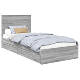 Storage Bed with Drawer Grey Sonoma 75 x 190 cm Engineered Wood 3408513